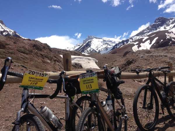 More bike with Aconcagua mountain in the back