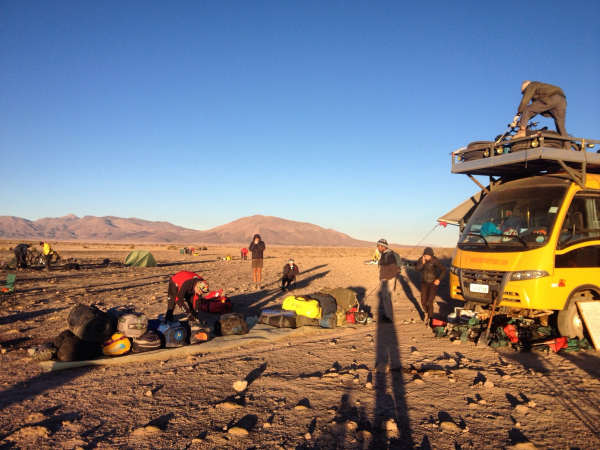 Packing up meteor camp before heading to the Coquenza