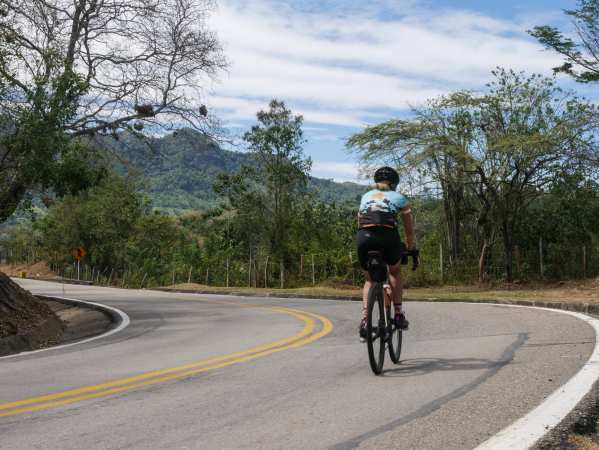 Barb takes on another climb, only another 30k to go!
