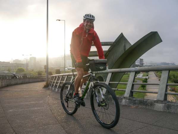 Jareb riding out of the coastal city of Concepcion, making good use of the cities' bike lanes-2