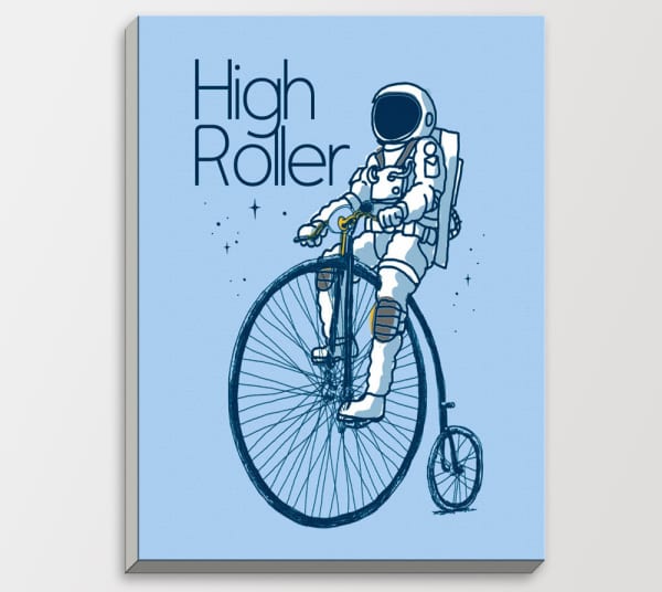 Drawing-Spaceman-Astronaut-Bicycle-Bike-Blue-Modern-Cartoon-Pop-Hippie-Bedroom-Wall-Art-Decor-Gifts-Wood