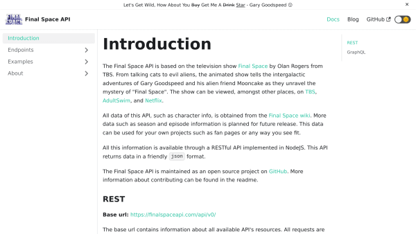 Final Space's website screenshot