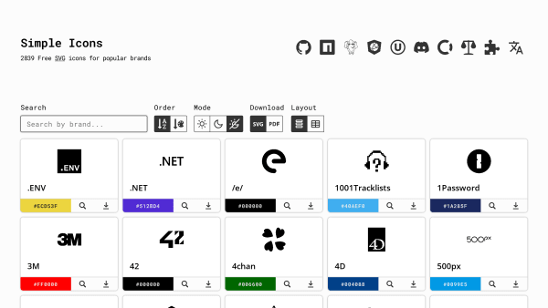 Simple Icons's website screenshot