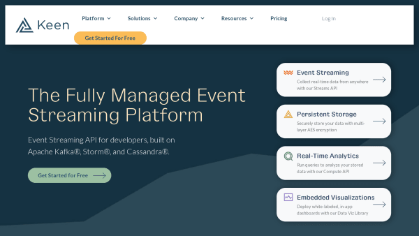 Keen IO's website screenshot
