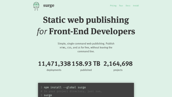 Surge's website screenshot