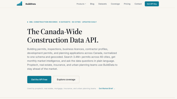 BuildData's website screenshot