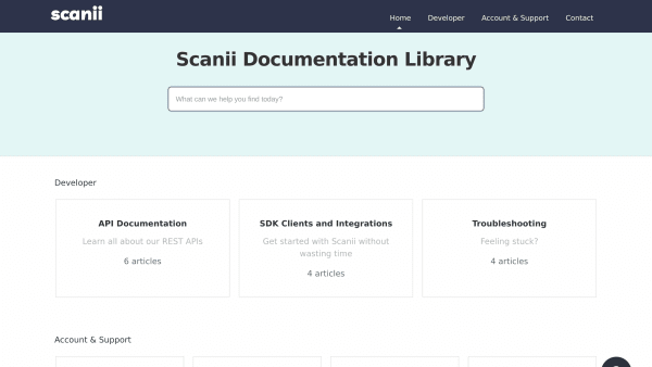 Scanii's website screenshot