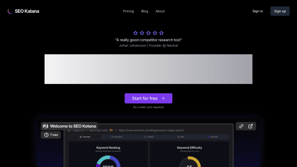 SEO Katana's website screenshot