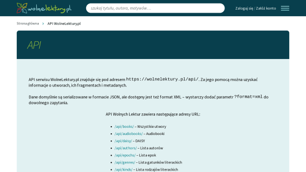 Wolne Lektury's website screenshot
