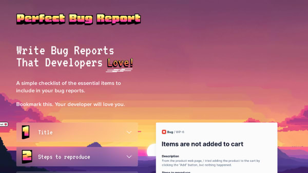 PerfectBugReport.io's website screenshot