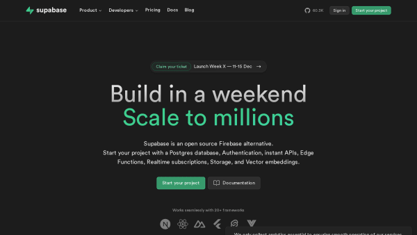 Supabase's website screenshot