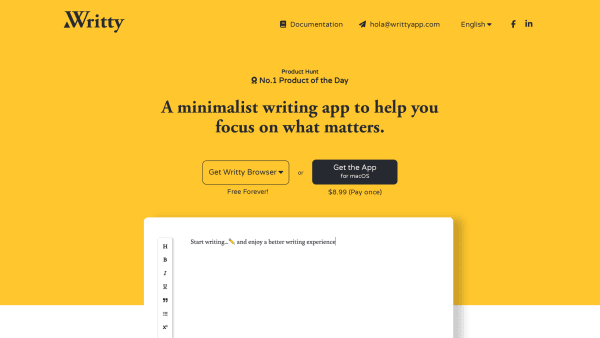 Writty's website screenshot