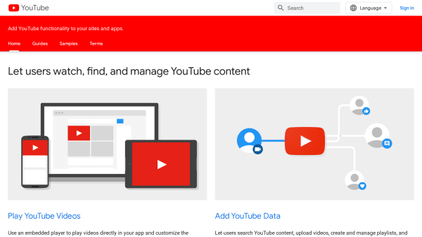 YouTube's website screenshot