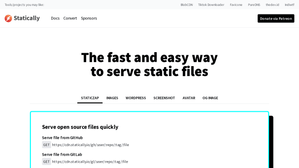 Statically's website screenshot