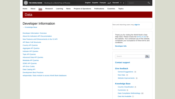 World Bank's website screenshot