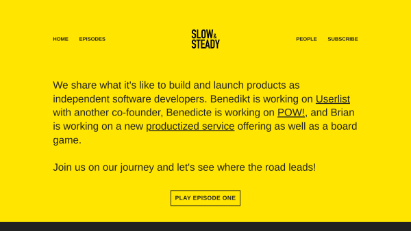 Slow & Steady's website screenshot