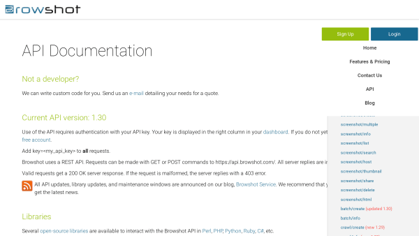 Browshot's website screenshot