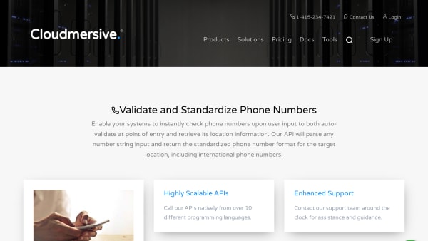Cloudmersive Validate's website screenshot