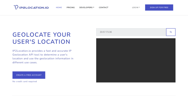 IP2Location.io's website screenshot