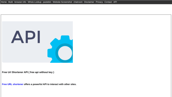Free Url Shortener's website screenshot