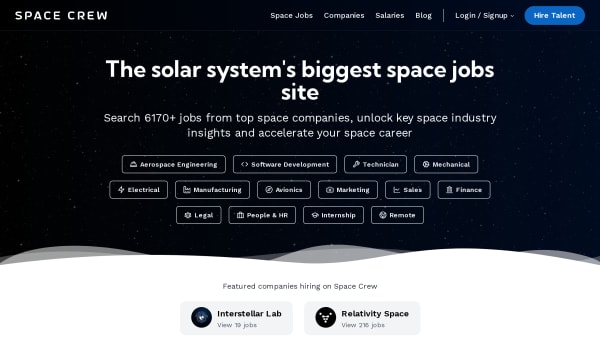 Rocket Crew's website screenshot
