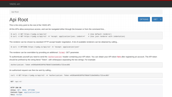 YADG's website screenshot