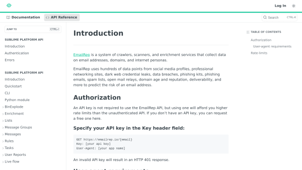 EmailRep's website screenshot