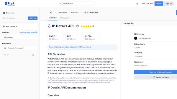 IP Details API's website screenshot