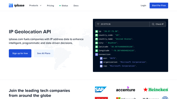 FreeGeoIP's website screenshot