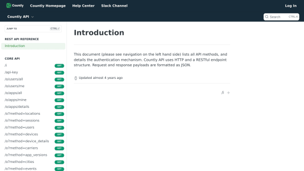 Countly's website screenshot