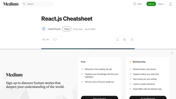 React Cheatsheet's website screenshot