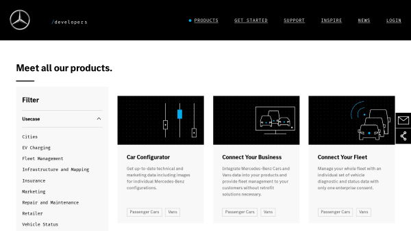 Mercedes-Benz's website screenshot