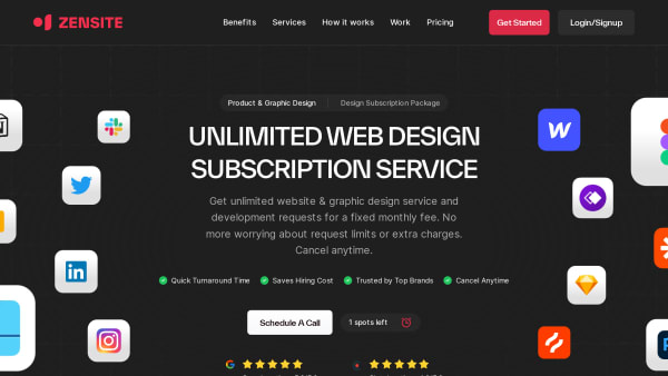 Zensite Subscription's website screenshot