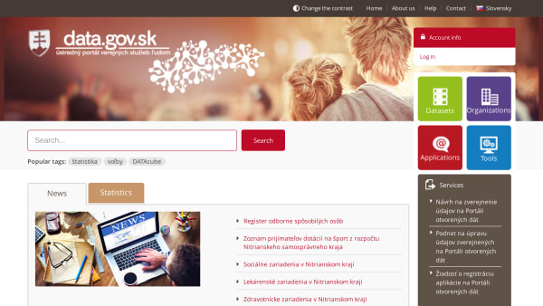 Open Government, Slovakia's website screenshot