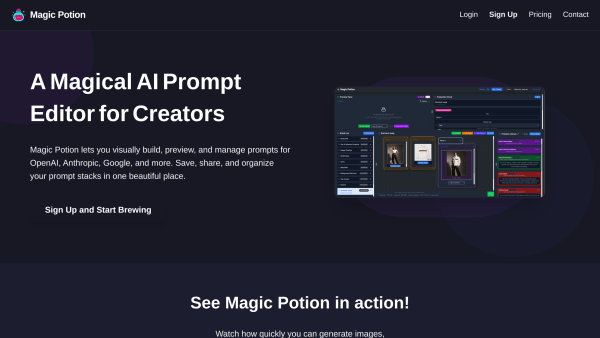 Magic Potion's website screenshot