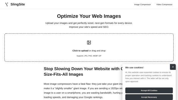 SlingSite's website screenshot