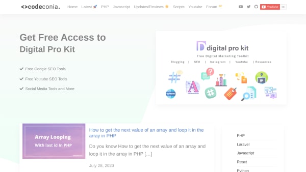 Codeconia's website screenshot