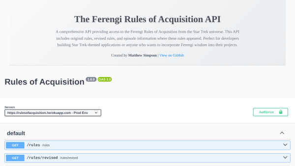 Rules of Acquisition's website screenshot