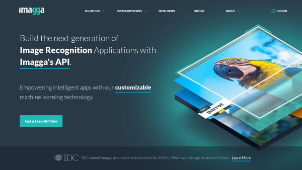 Imagga's website screenshot