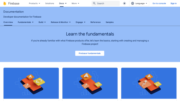 Google Firebase's website screenshot