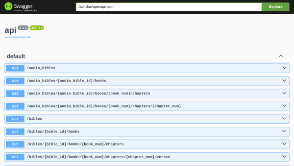 Holy Bible API's website screenshot