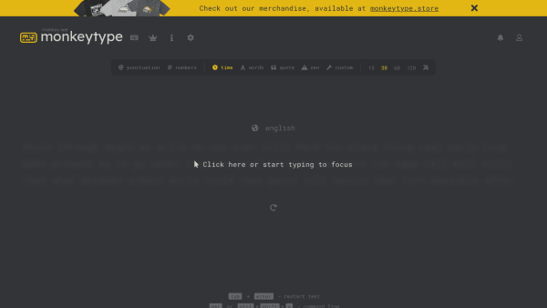 Monkeytype's website screenshot