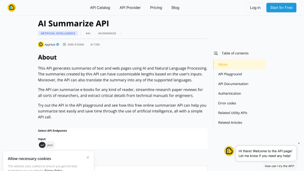 Summarize Text with AI's website screenshot