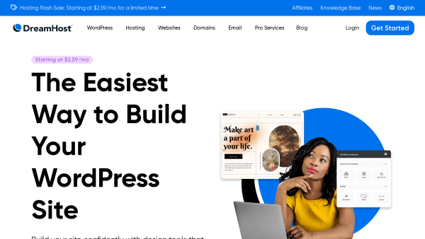 DreamHost's website screenshot