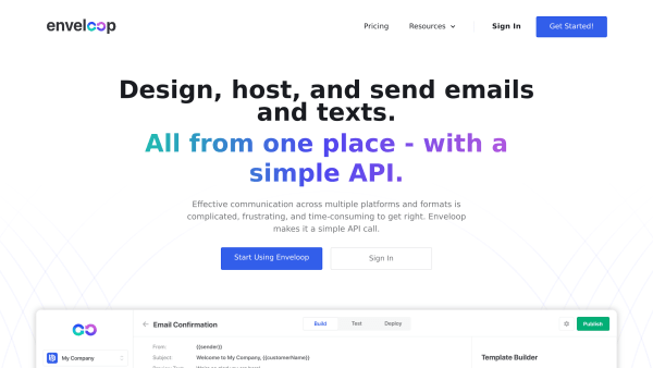 Enveloop's website screenshot