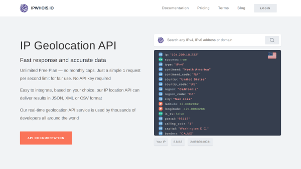 IPWhois's website screenshot
