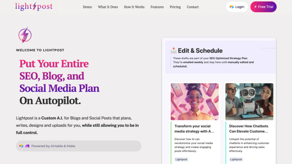 Lightpost's website screenshot