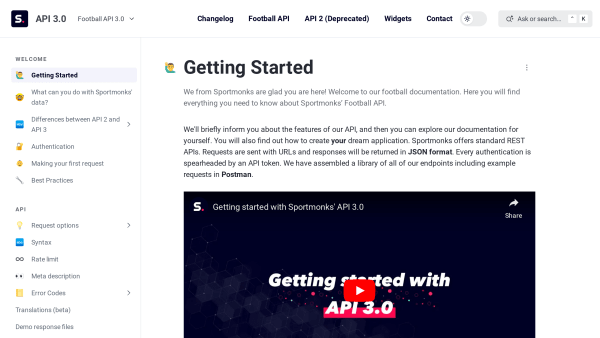 Sportmonks Football's website screenshot