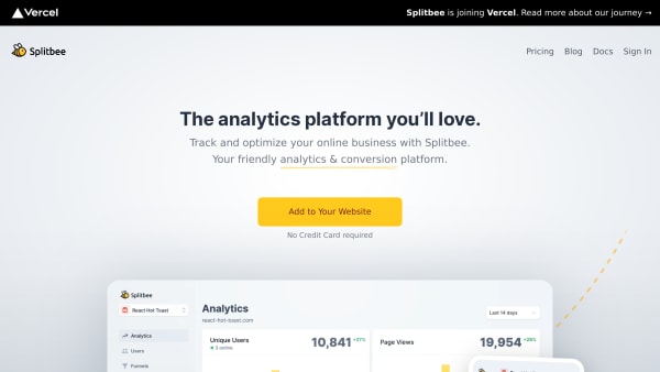 Splitbee's website screenshot