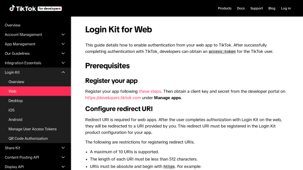 TikTok's website screenshot